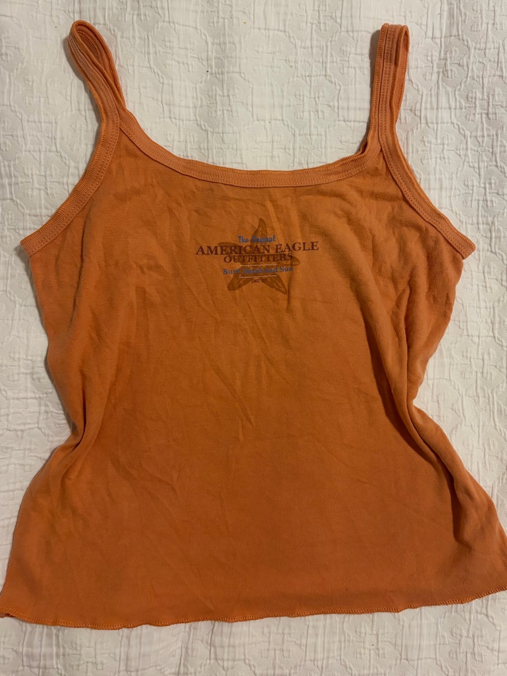 American Eagle Outfitters Pumpkin Orange Ribbed Slim-Strap Tank
